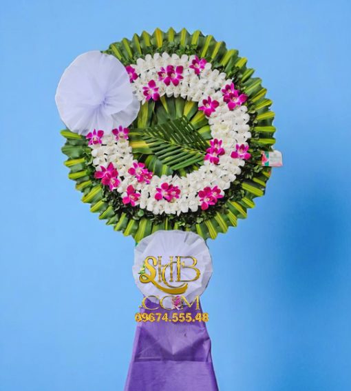 Kệ Hoa Chia Buồn Lan Trắng Tím HT282