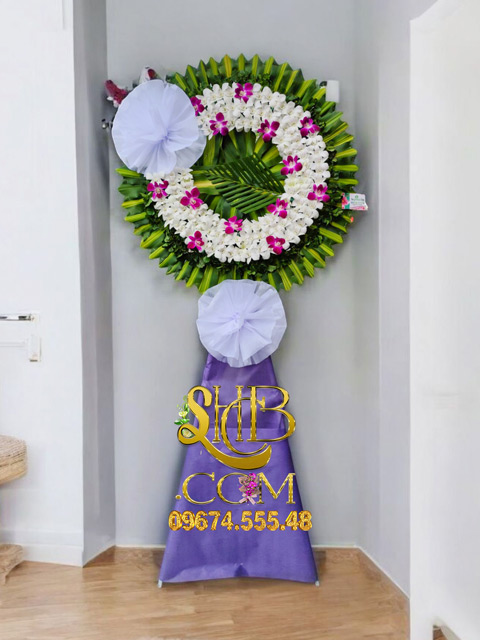 Kệ Hoa Chia Buồn Lan Trắng Tím HT283